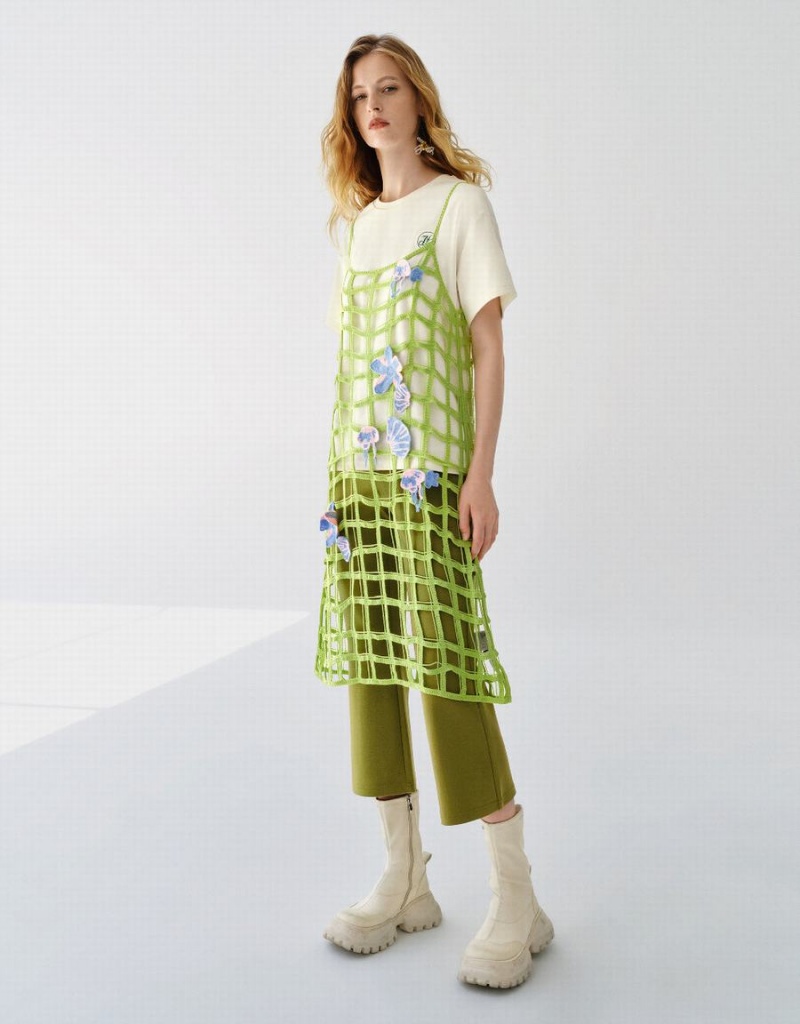 Peignoir Urban Revivo Crochet Tricoté Cami Femme Vert | YUO3690WT