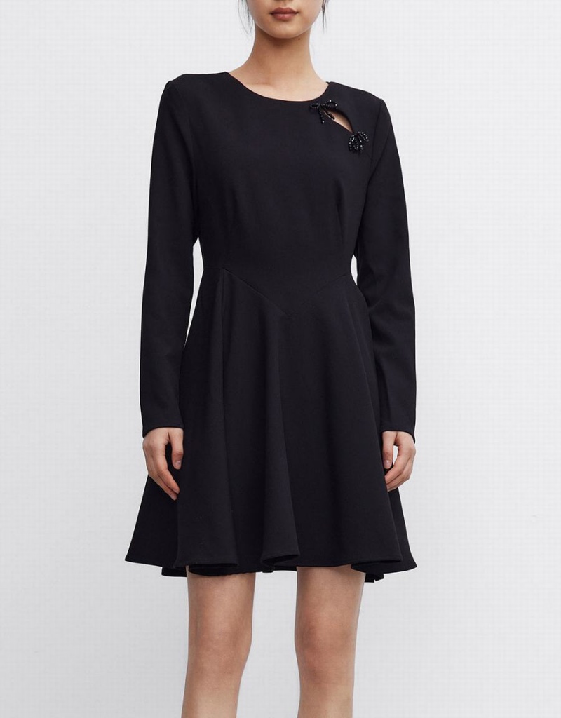 Peignoir Urban Revivo Cut Out Bow Detail Skater Femme Noir | TRE2394WR