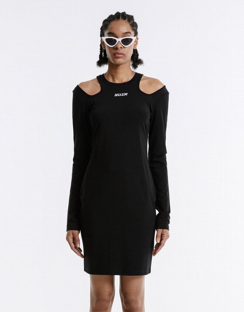 Peignoir Urban Revivo Cut Out Letter Femme Noir | DIL4498VP