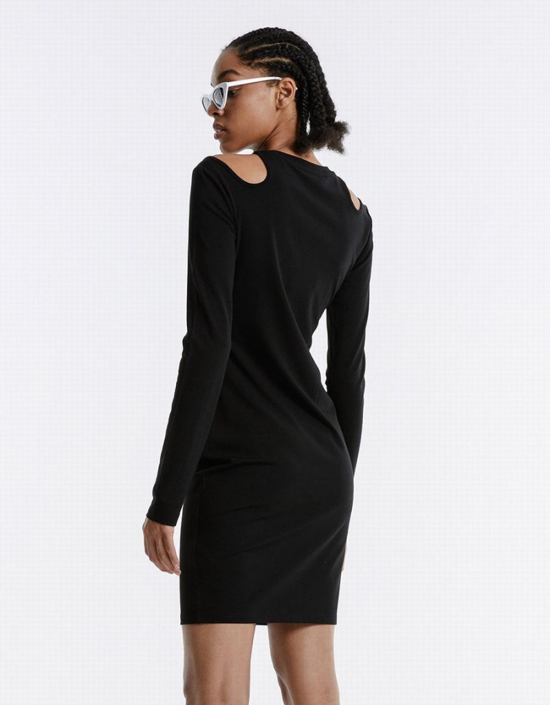 Peignoir Urban Revivo Cut Out Letter Femme Noir | DIL4498VP