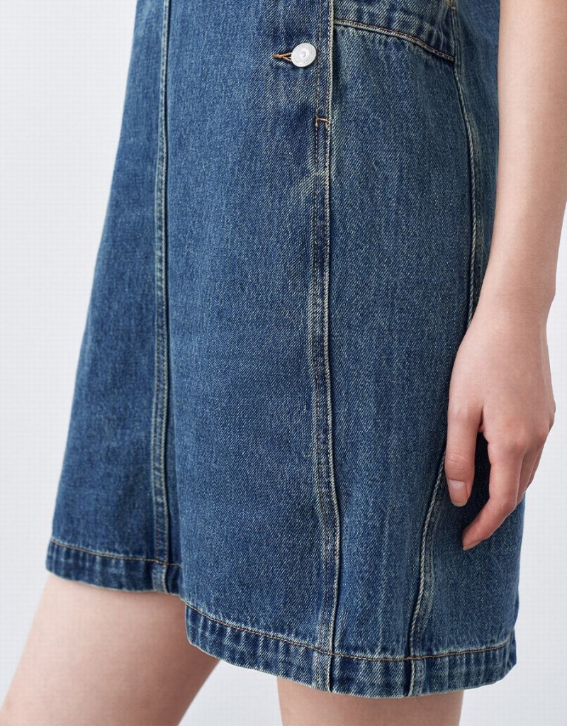 Peignoir Urban Revivo Denim Pinafore Femme Bleu | YFS827DJ