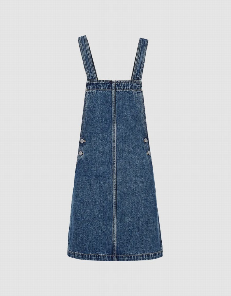 Peignoir Urban Revivo Denim Pinafore Femme Bleu | YFS827DJ