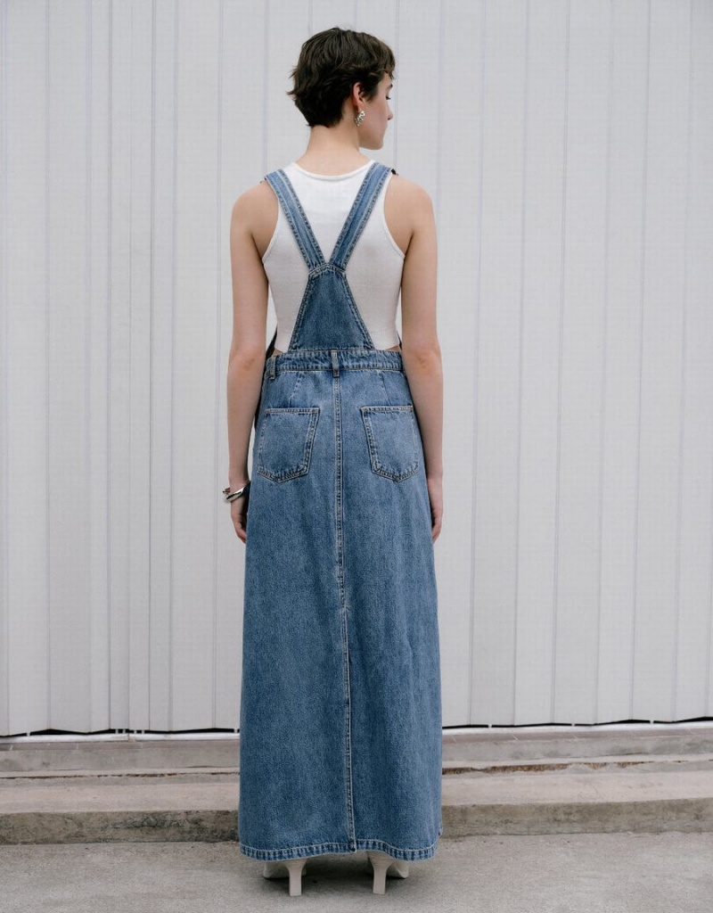 Peignoir Urban Revivo Denim Pinafore Femme Bleu | RHC7494SX