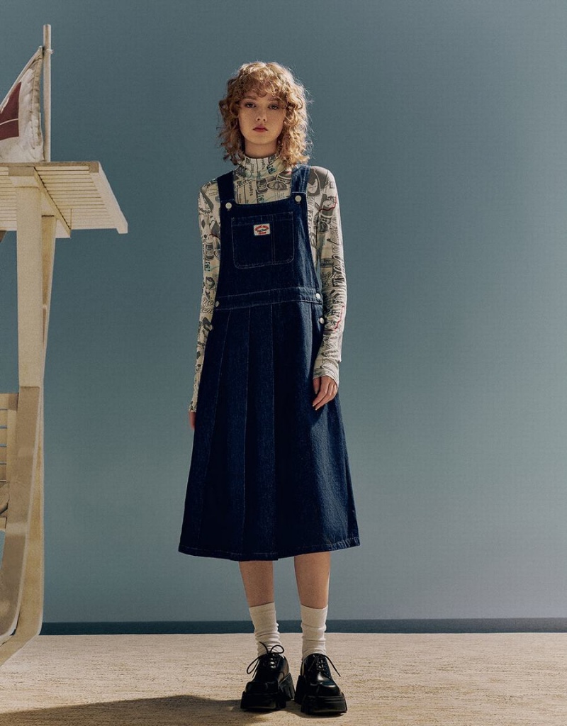 Peignoir Urban Revivo Denim Pinafore Femme Bleu | QEP112UQ