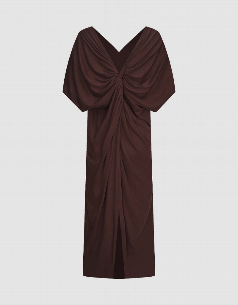 Peignoir Urban Revivo Dolman Sleeve V-Neck Femme Marron | NNL7294BD
