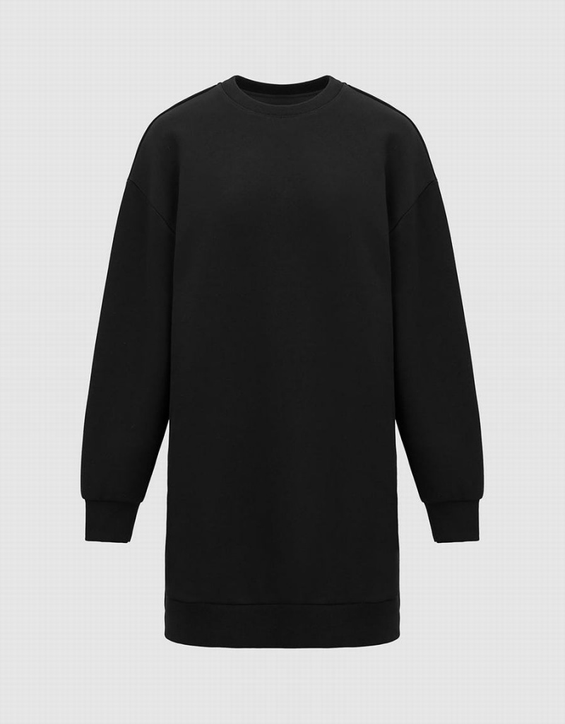 Peignoir Urban Revivo Droit Crew Neck Tricoté Femme Noir | XVF757LS