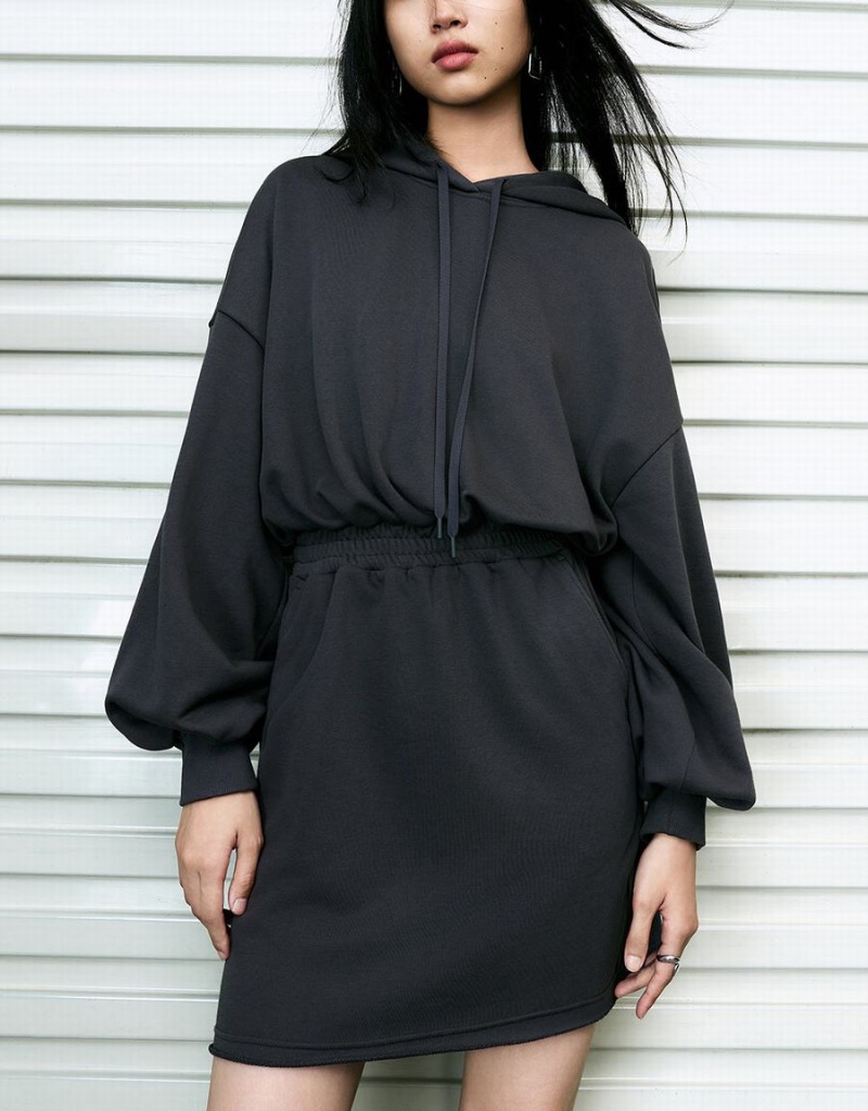 Peignoir Urban Revivo Encapuchonné Droit Femme Grise | PEN5245ZO