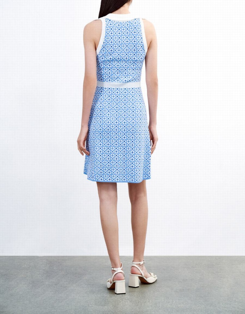 Peignoir Urban Revivo Floral Pattern Sans Manches Tricoté Femme Bleu | FWC7320VA