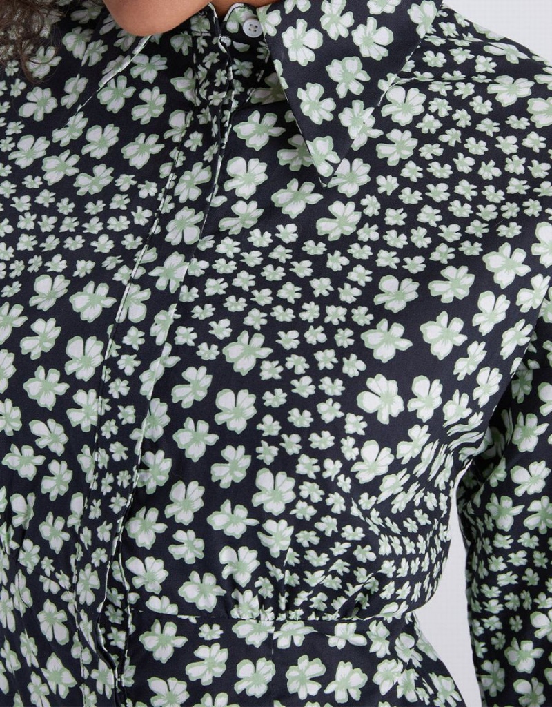 Peignoir Urban Revivo Floral Print Button Up Femme Vert | NDU4512LB