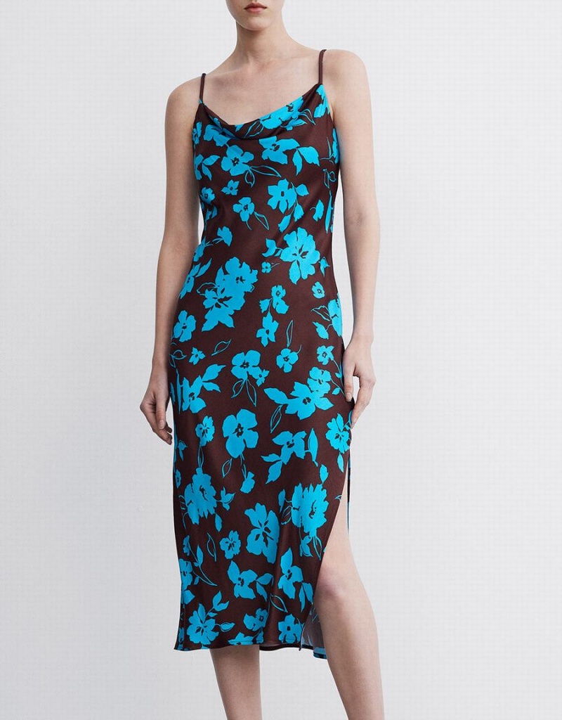 Peignoir Urban Revivo Floral Print Cami Femme Bleu | TTD6925JL