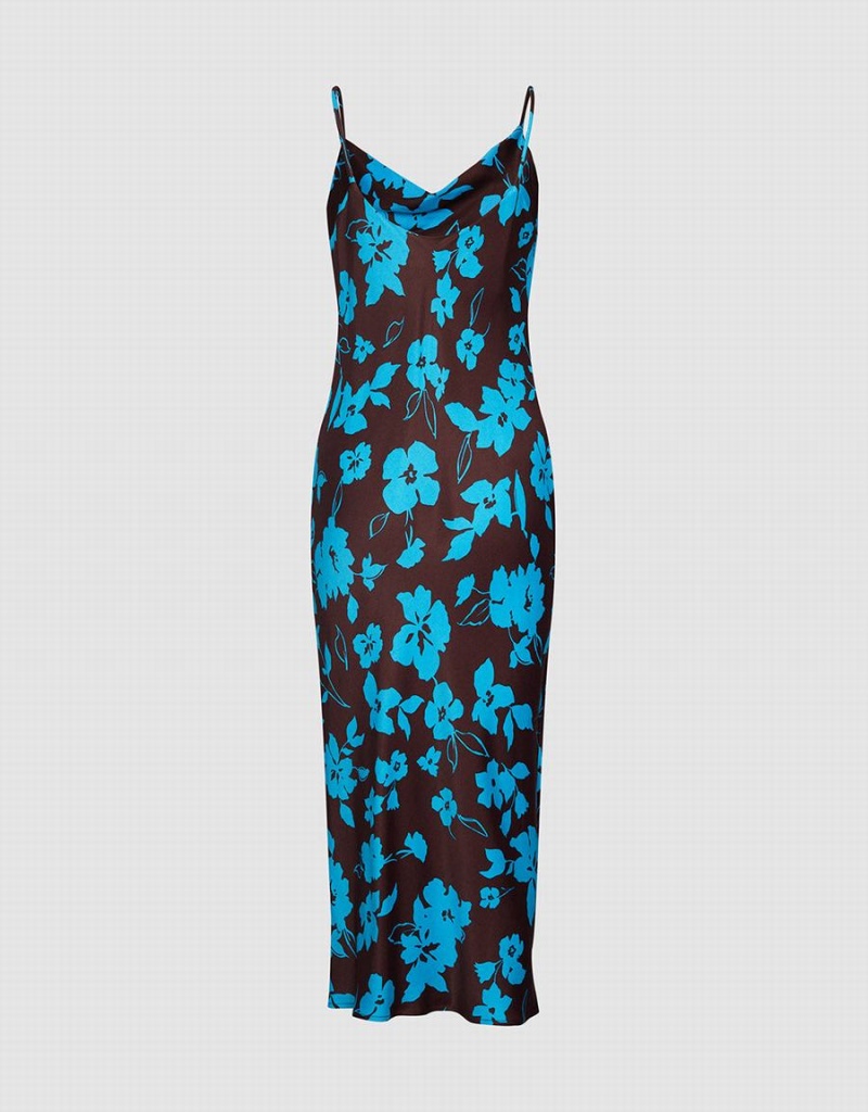 Peignoir Urban Revivo Floral Print Cami Femme Bleu | TTD6925JL