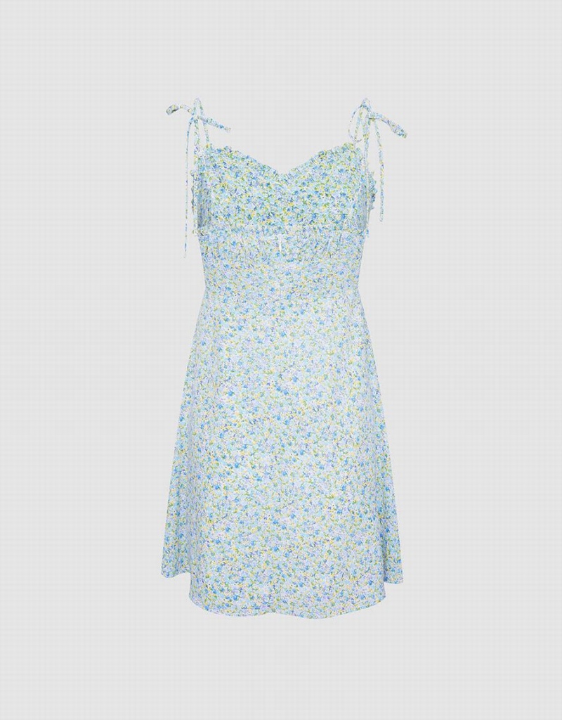 Peignoir Urban Revivo Floral Print Cami Femme Bleu | LDK3963FP