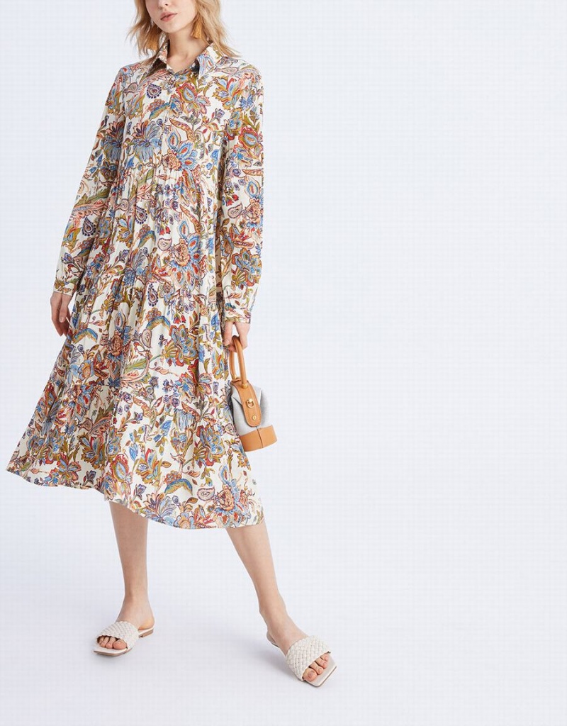 Peignoir Urban Revivo Floral Print Half Button Femme Kaki | EIQ3361UT