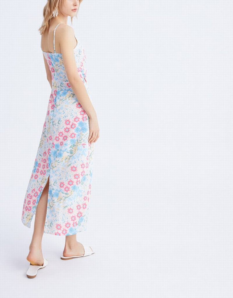 Peignoir Urban Revivo Floral Print Tie Front Cut Out Cami Femme Bleu | DCN572IZ