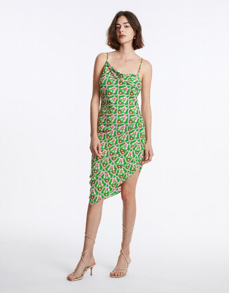 Peignoir Urban Revivo Floral Ruched Cami Femme Vert | HAF511JB