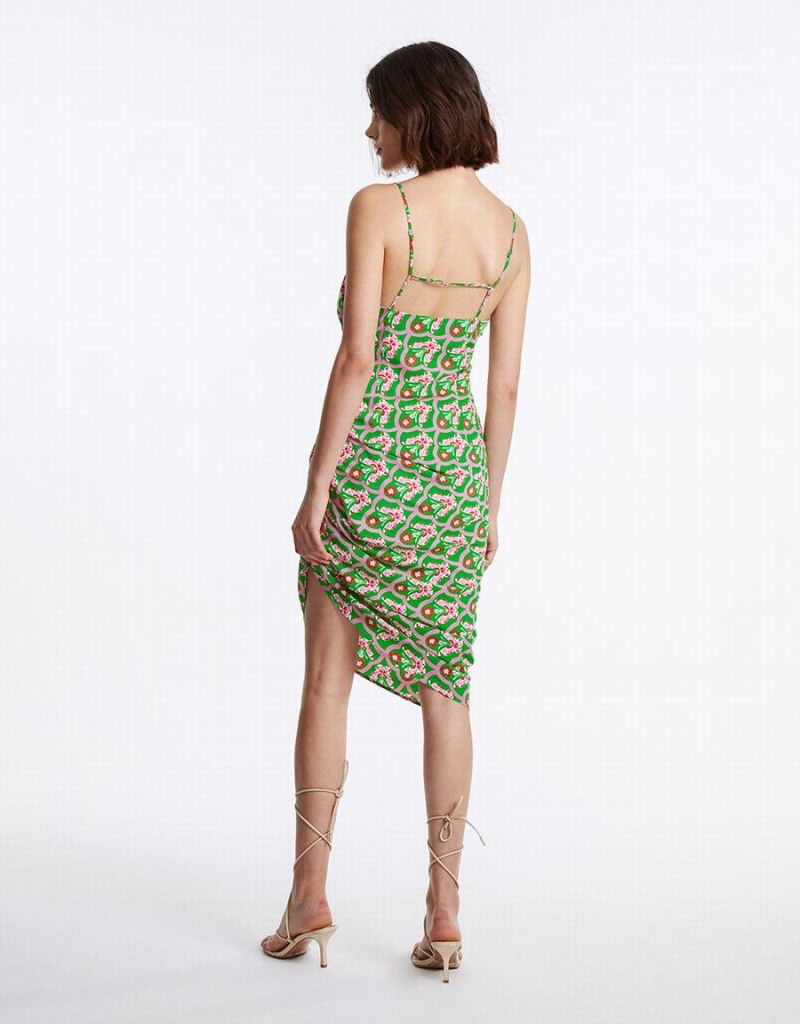 Peignoir Urban Revivo Floral Ruched Cami Femme Vert | HAF511JB