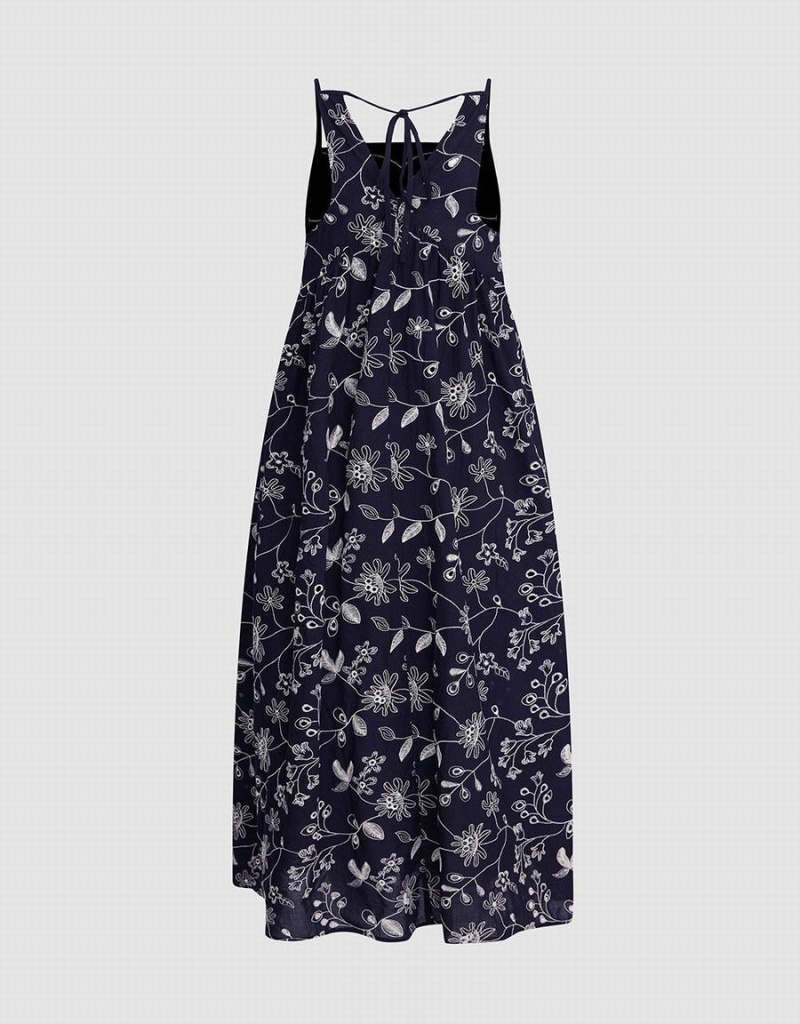 Peignoir Urban Revivo Floral Sans Manches Midi Femme Noir | ERK1448SP