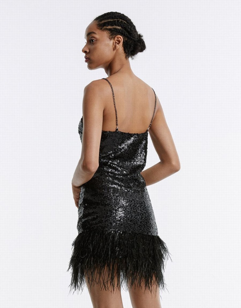 Peignoir Urban Revivo Frayed Hem Lanières With Sequins Femme Noir | YDA8186DT