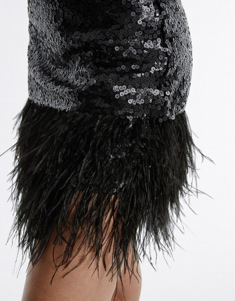 Peignoir Urban Revivo Frayed Hem Lanières With Sequins Femme Noir | YDA8186DT