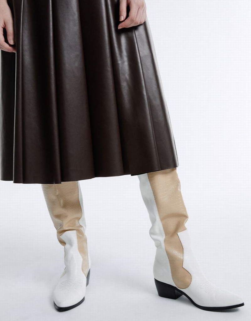 Peignoir Urban Revivo Gathered Taille Faux Cuir Femme Marron | OGM6399OB