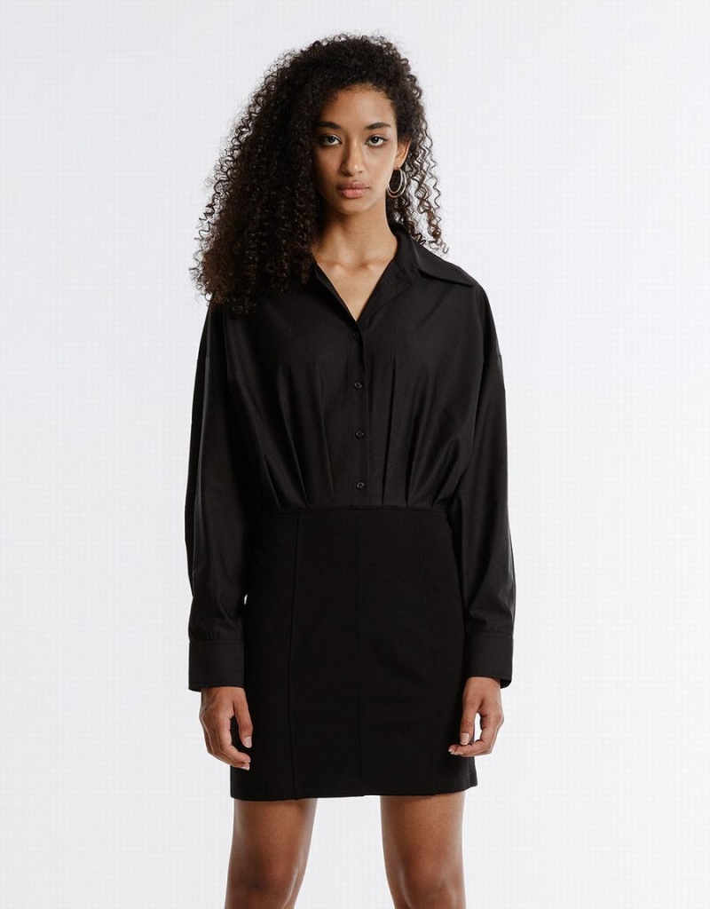 Peignoir Urban Revivo Gathered Taille Femme Noir | NIK2164MU
