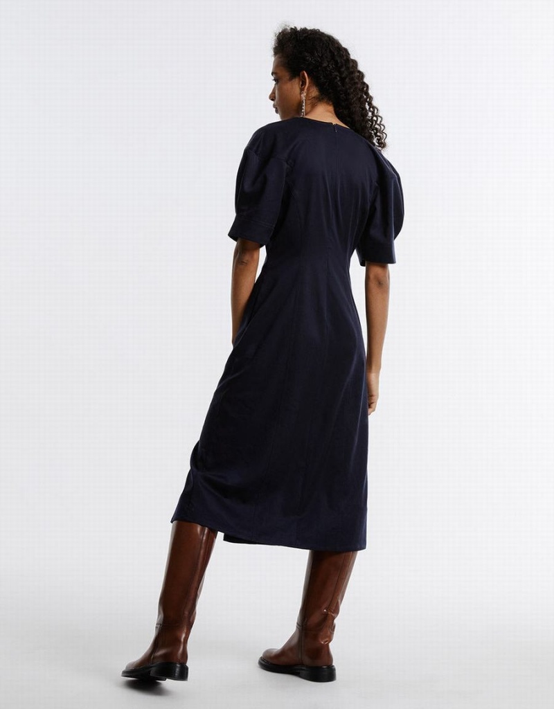 Peignoir Urban Revivo Gathered Taille Puff Sleeve Femme Bleu | ALR411RW