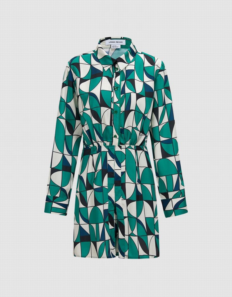 Peignoir Urban Revivo Geometric Print Femme Vert | LLS7056JK
