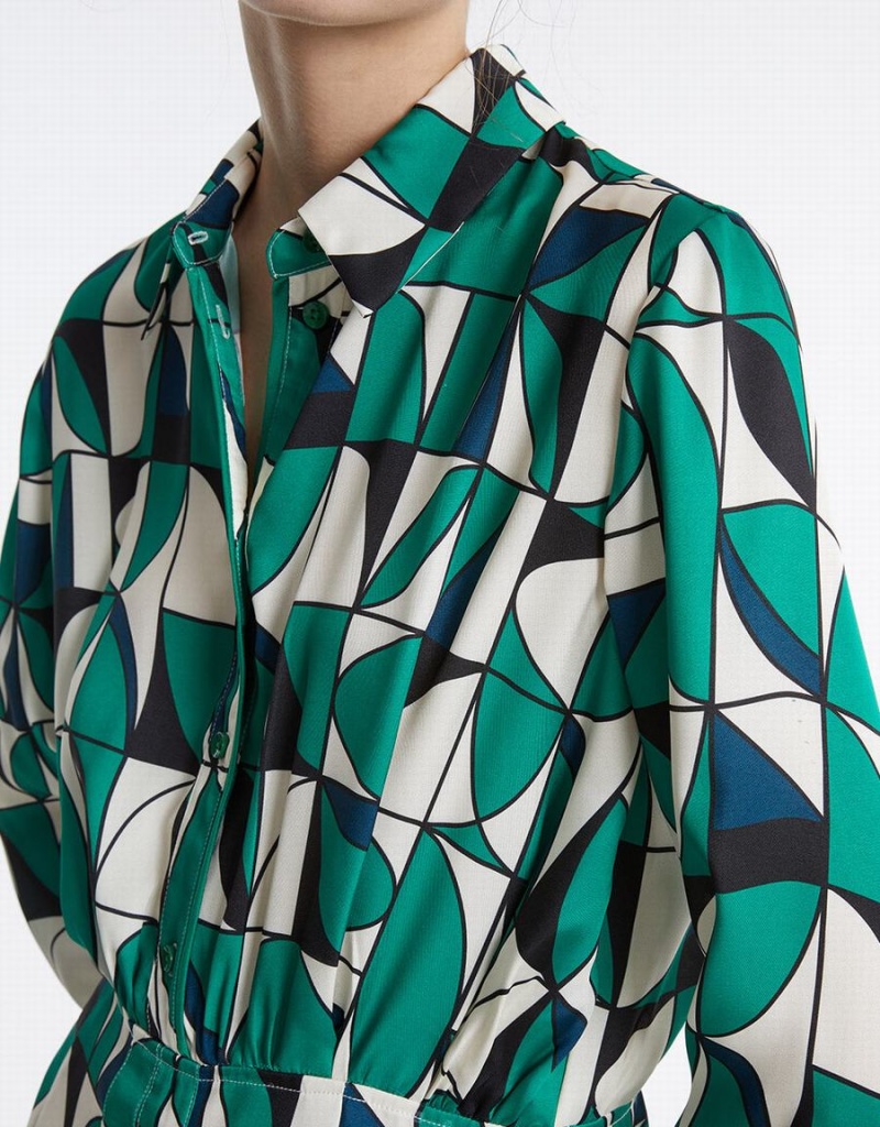 Peignoir Urban Revivo Geometric Print Femme Vert | LLS7056JK