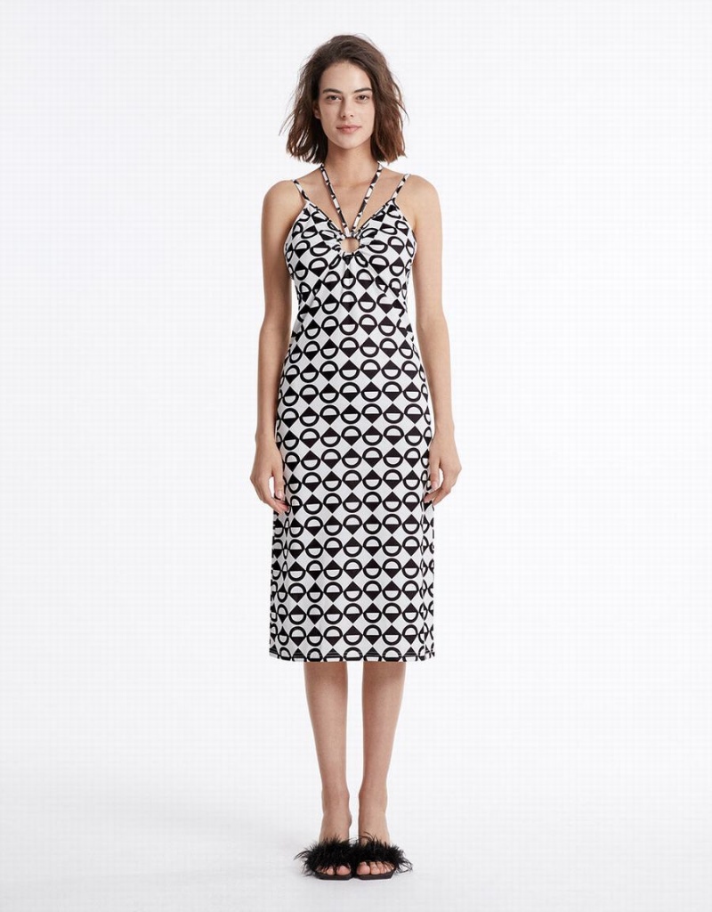 Peignoir Urban Revivo Geometric Print Midi Femme Blanche | XOB2637GM
