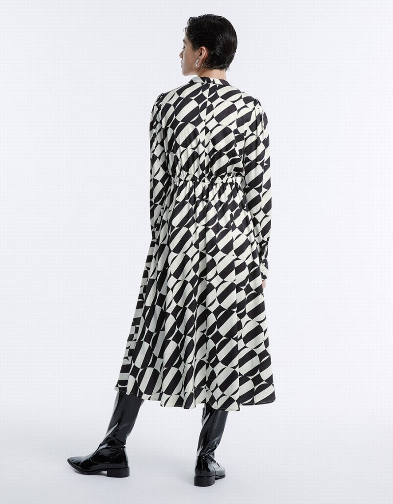 Peignoir Urban Revivo Geometric Print Tie Front Midi Femme Grise | AVJ545EH