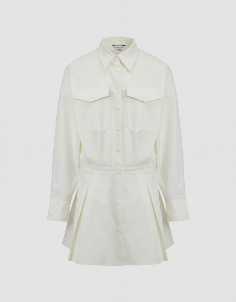 Peignoir Urban Revivo Lapel Loose A-Line Femme Blanche | TAI8462KS