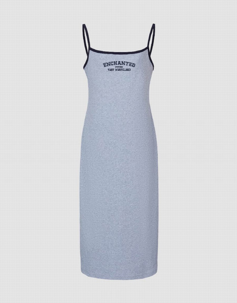 Peignoir Urban Revivo Letter Printed Off-Shoulder Mince Cami Femme Grise | HIP959UI