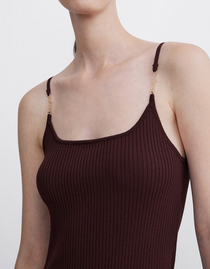Peignoir Urban Revivo Nervuré Knit Midi Cami Femme Marron | MSP4589ME