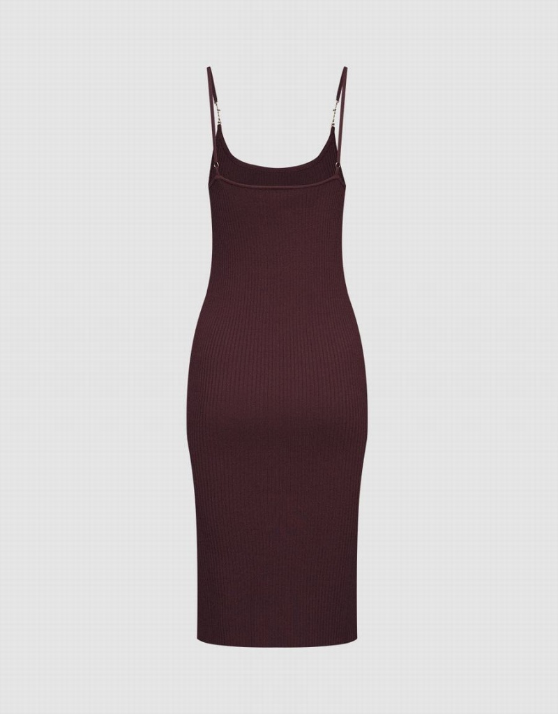 Peignoir Urban Revivo Nervuré Knit Midi Cami Femme Marron | MSP4589ME