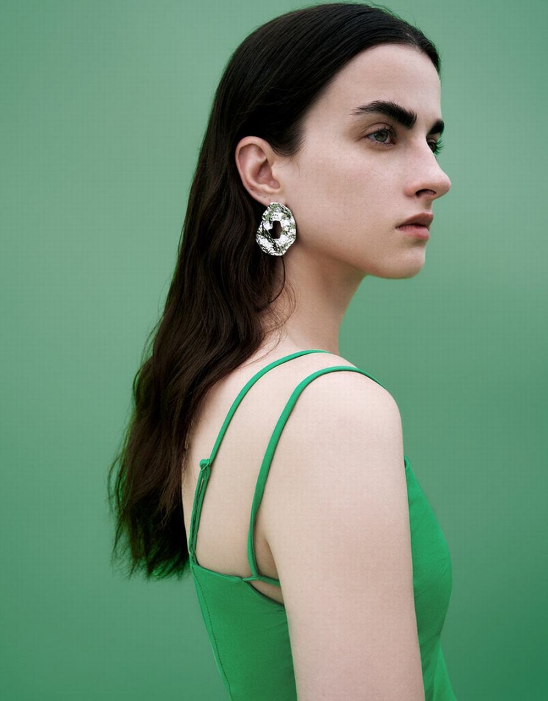 Peignoir Urban Revivo Off-Shoulder Mince Cami Femme Vert | LIW7731ET