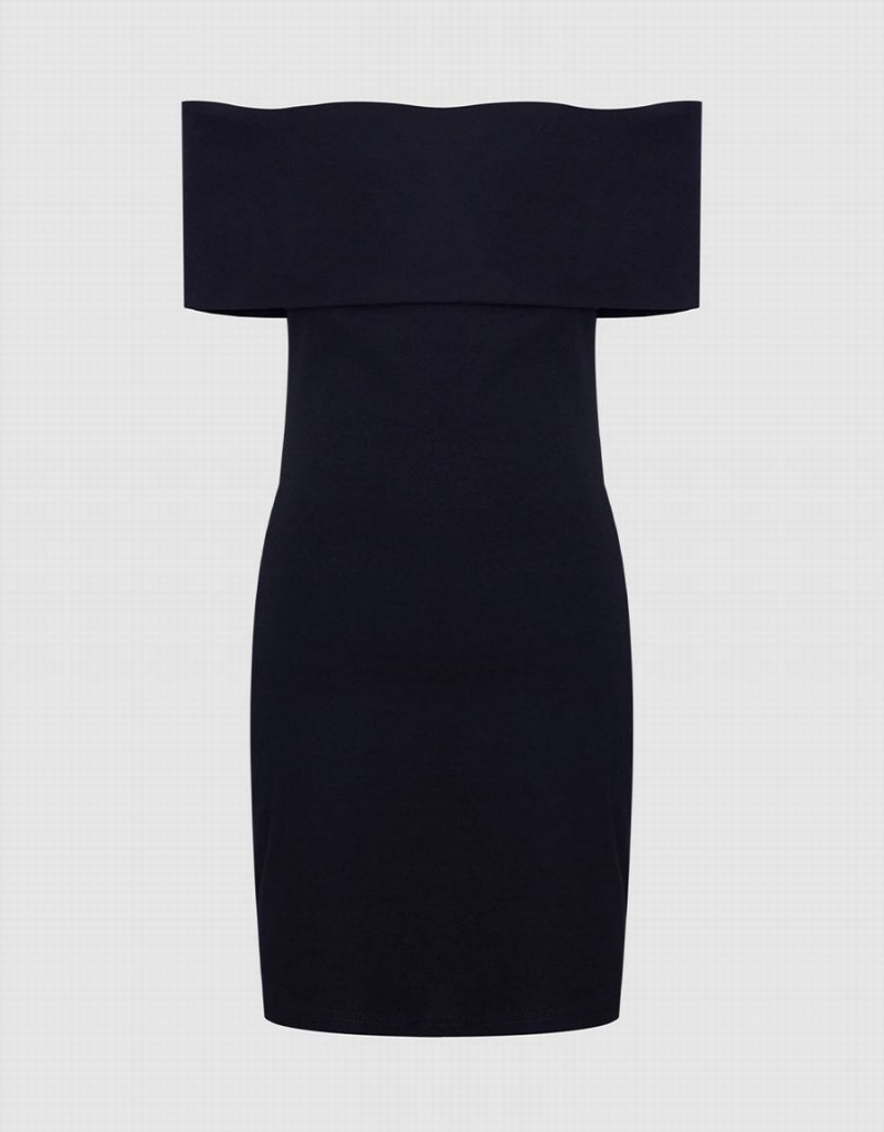 Peignoir Urban Revivo Off Shoulder Bodycon Tricoté Mini Femme Noir | SWF5273KH