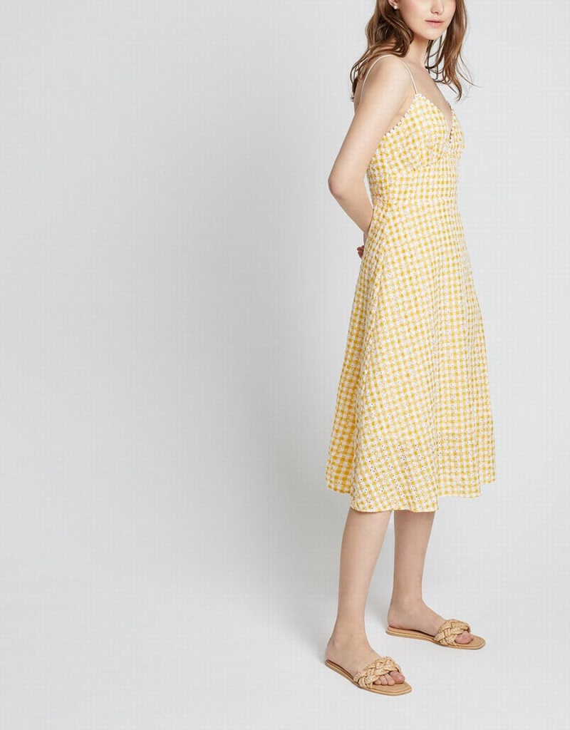 Peignoir Urban Revivo Plaid V Neck Cami Femme Jaune | MZC7199RL
