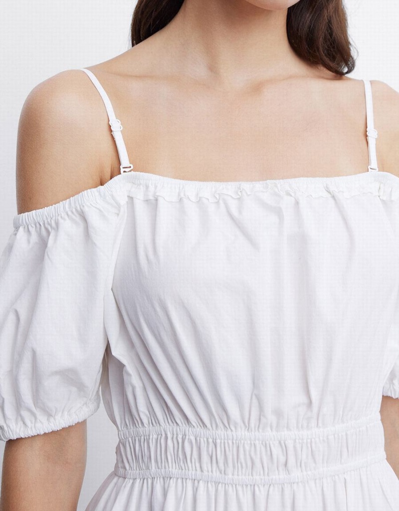 Peignoir Urban Revivo Plain Cold Shoulder Tiered Midi Femme Blanche | ZAN3552BO