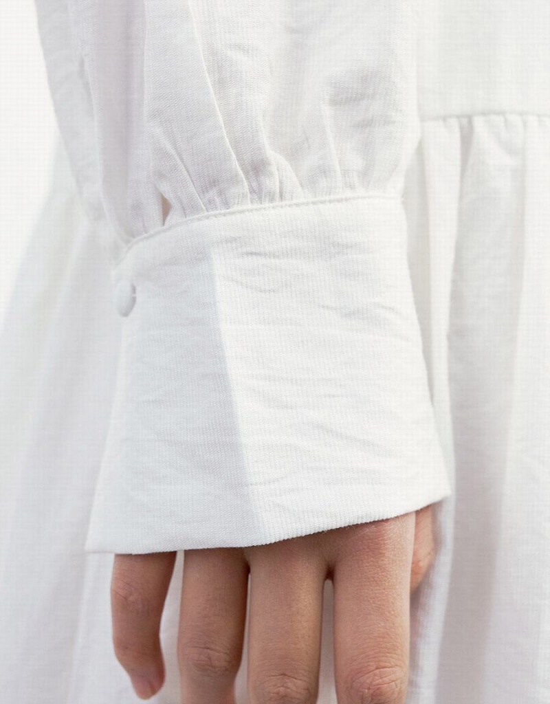 Peignoir Urban Revivo Plain Frill Trim Puff Sleeve Femme Blanche | QSU465PD
