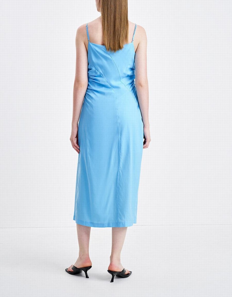 Peignoir Urban Revivo Plain Ruched Cami Femme Bleu | WBF5162LM