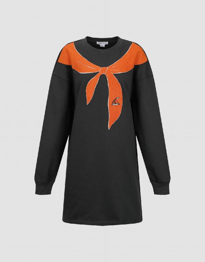 Peignoir Urban Revivo Printed Crew Neck Droit Femme Grise Foncé | YCT8070CD