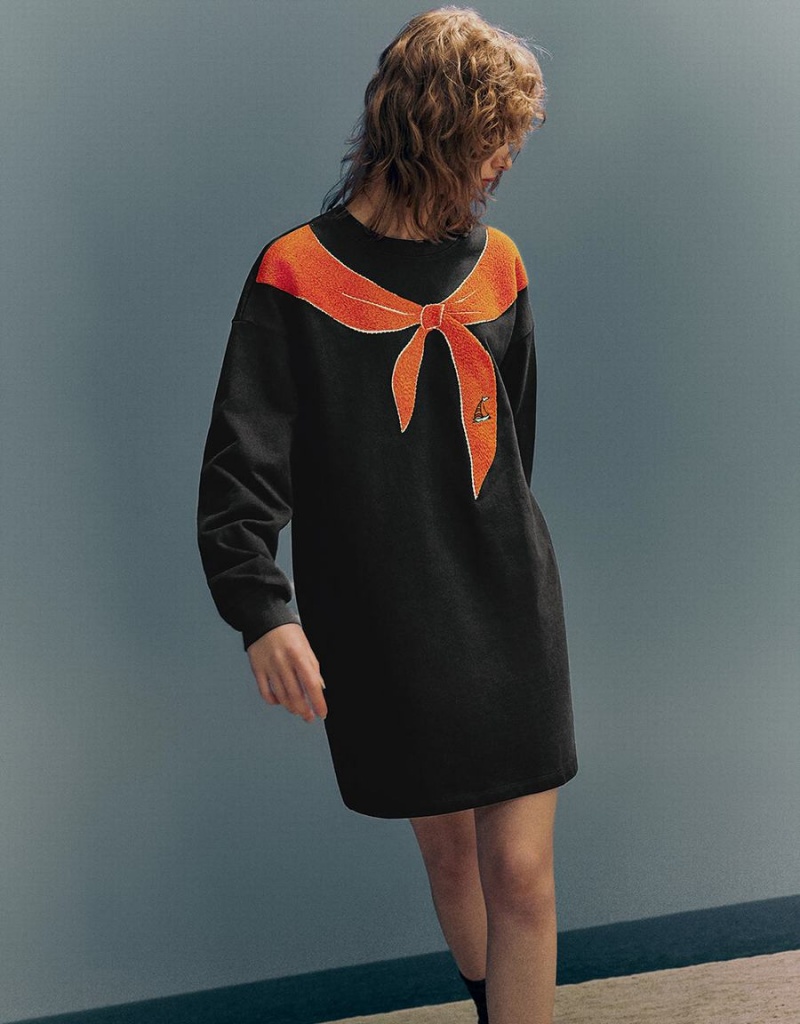 Peignoir Urban Revivo Printed Crew Neck Droit Femme Grise Foncé | YCT8070CD