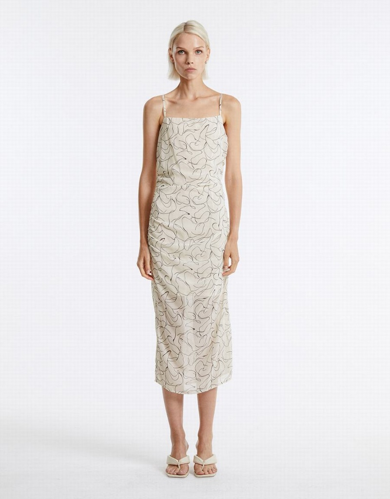 Peignoir Urban Revivo Printed Lanières Femme Blanche | IFQ8441XF