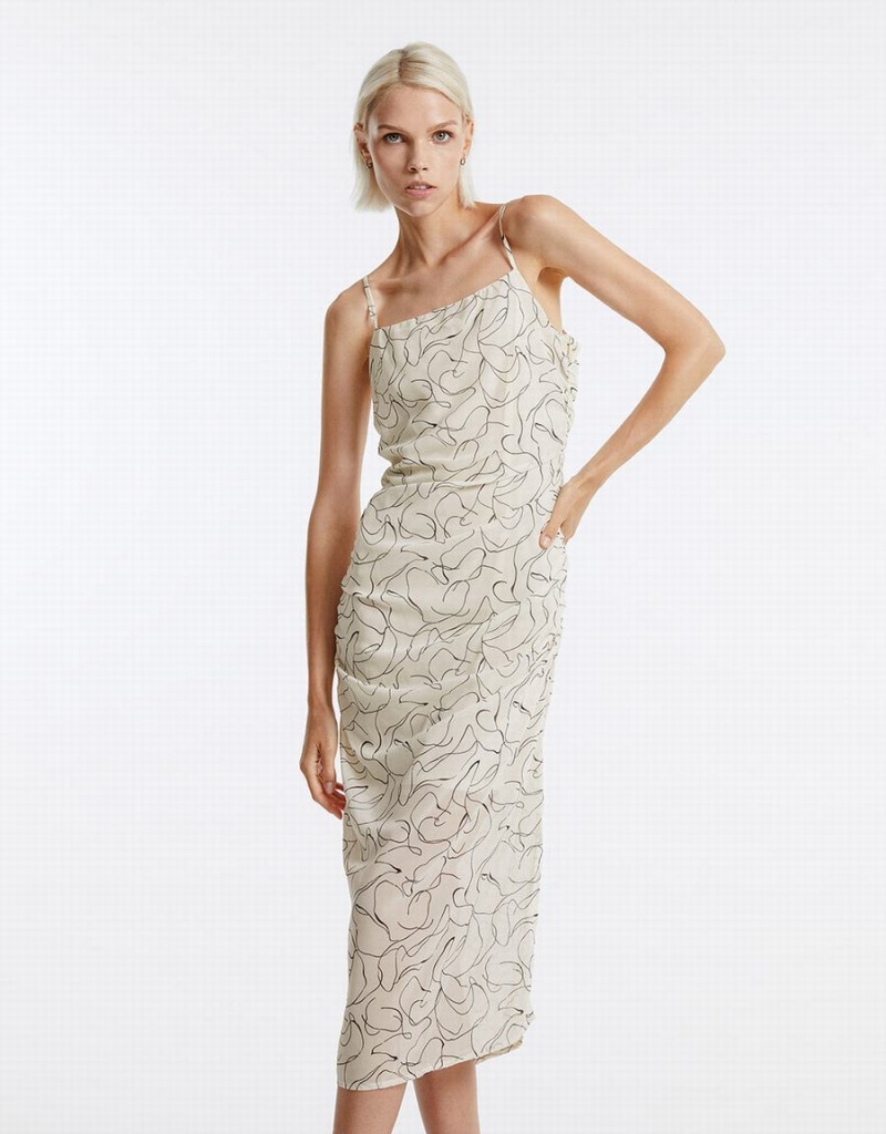 Peignoir Urban Revivo Printed Lanières Femme Blanche | IFQ8441XF