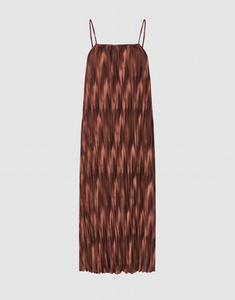 Peignoir Urban Revivo Printed Off-Shoulder Cami A-Line Femme Marron | AQM7928LV