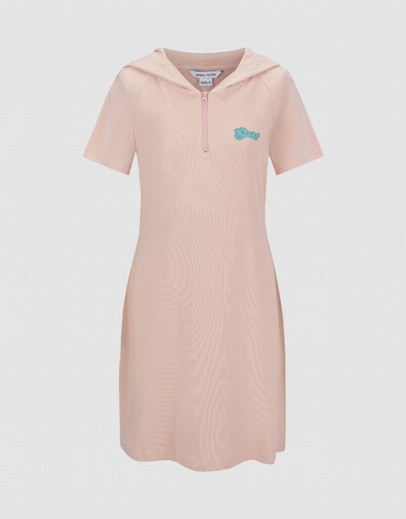 Peignoir Urban Revivo Raglan Sleeve Encapuchonné Mince Femme Rose | LPP274MN