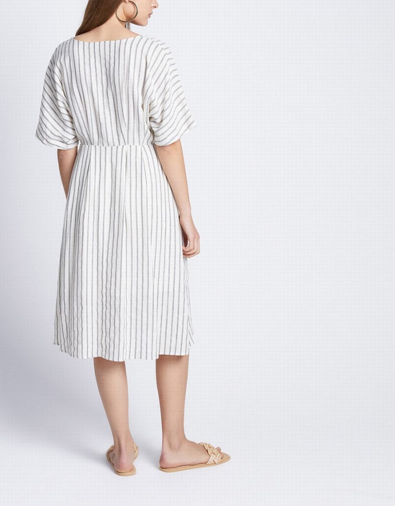 Peignoir Urban Revivo Rayé Button Front Midi Femme Kaki | RLN4960OG