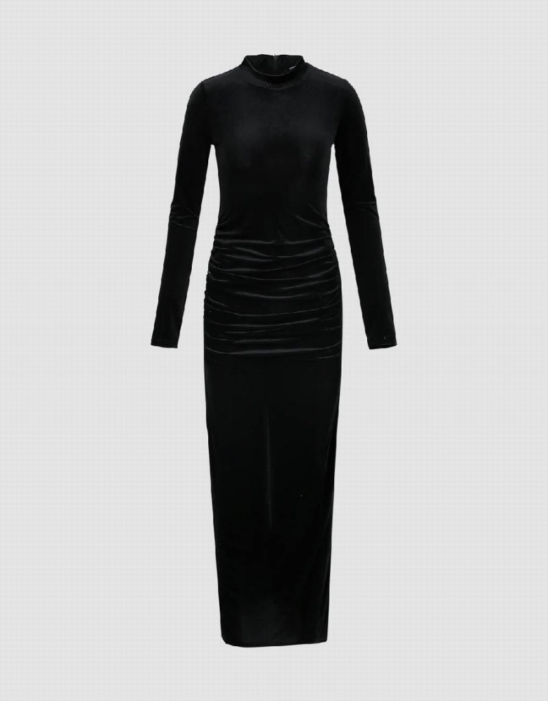 Peignoir Urban Revivo Ruched Crew Neck Mince Femme Noir | FZZ4026KC