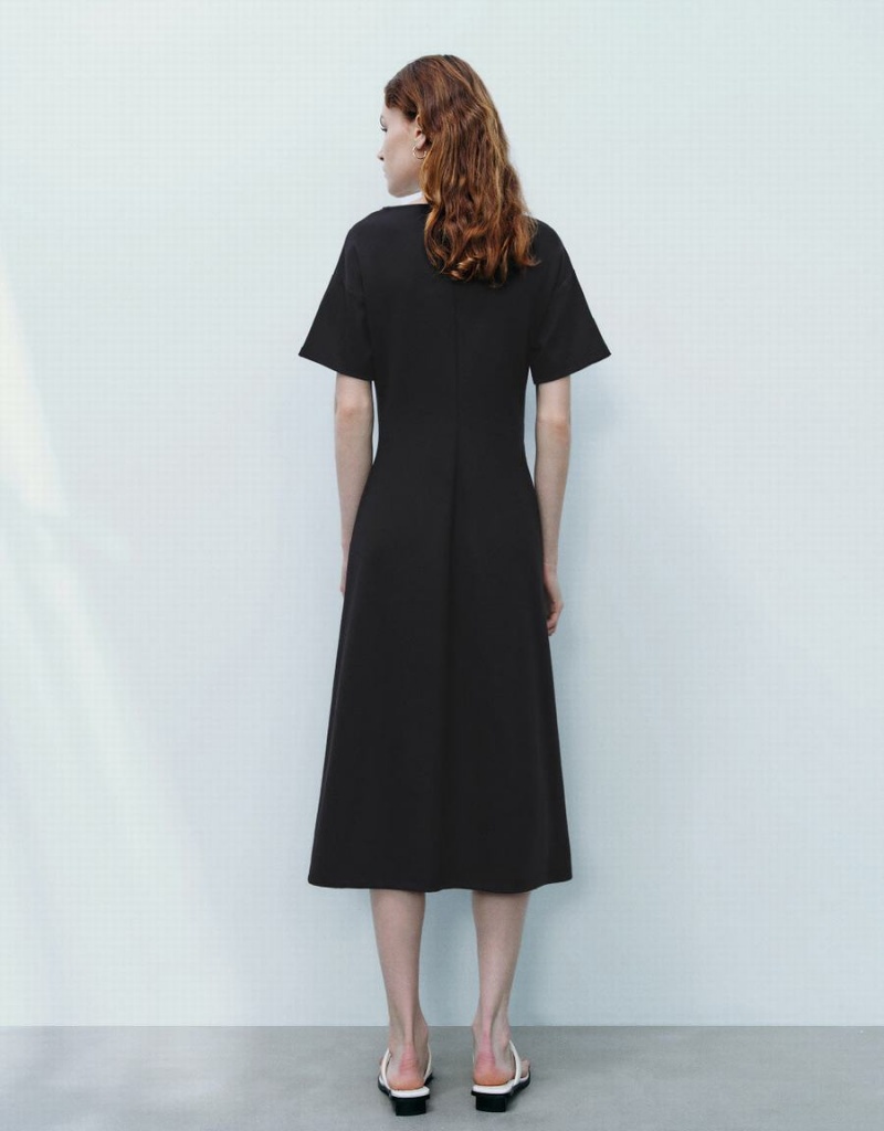 Peignoir Urban Revivo Ruched U Neck A-Line Femme Noir | ZGO414XG