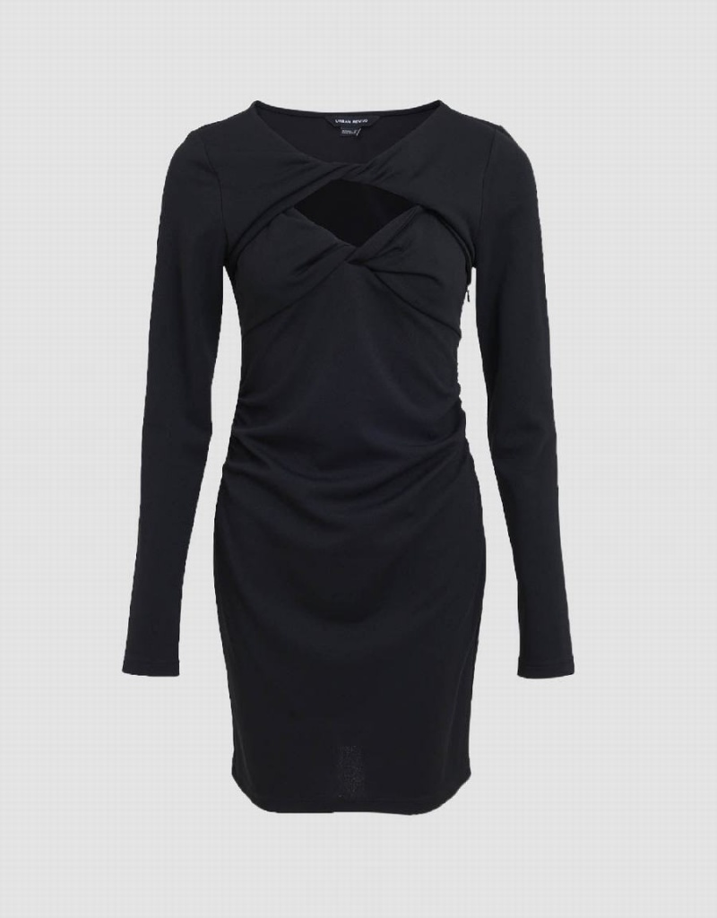 Peignoir Urban Revivo Ruched V-Neck Mince Femme Noir | KGX1572KN